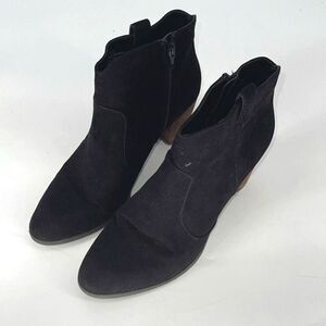 Madeline Womens Block Heel‎ Side Zip Almond Toe Western Ankle Boots Black Size 9